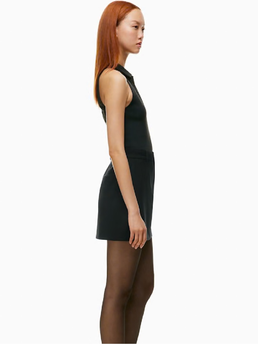 Aritzia Babaton Contour Polo Tank Black Sleeveless V-Neck Top Small - Picture 6 of 8